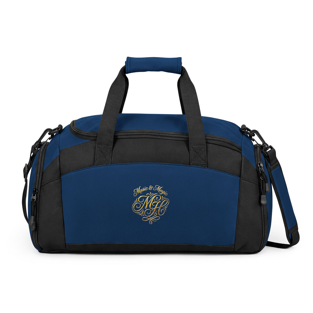 Embroidered Gold Monogram Gym Bag — Sparkle Initials Duffel