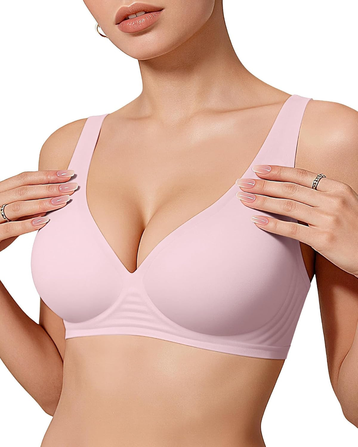 OEAK Damen Jelly-BHs, bügelloser, bequemer Push-up-T-Shirt-BH mit tiefem V-Ausschnitt