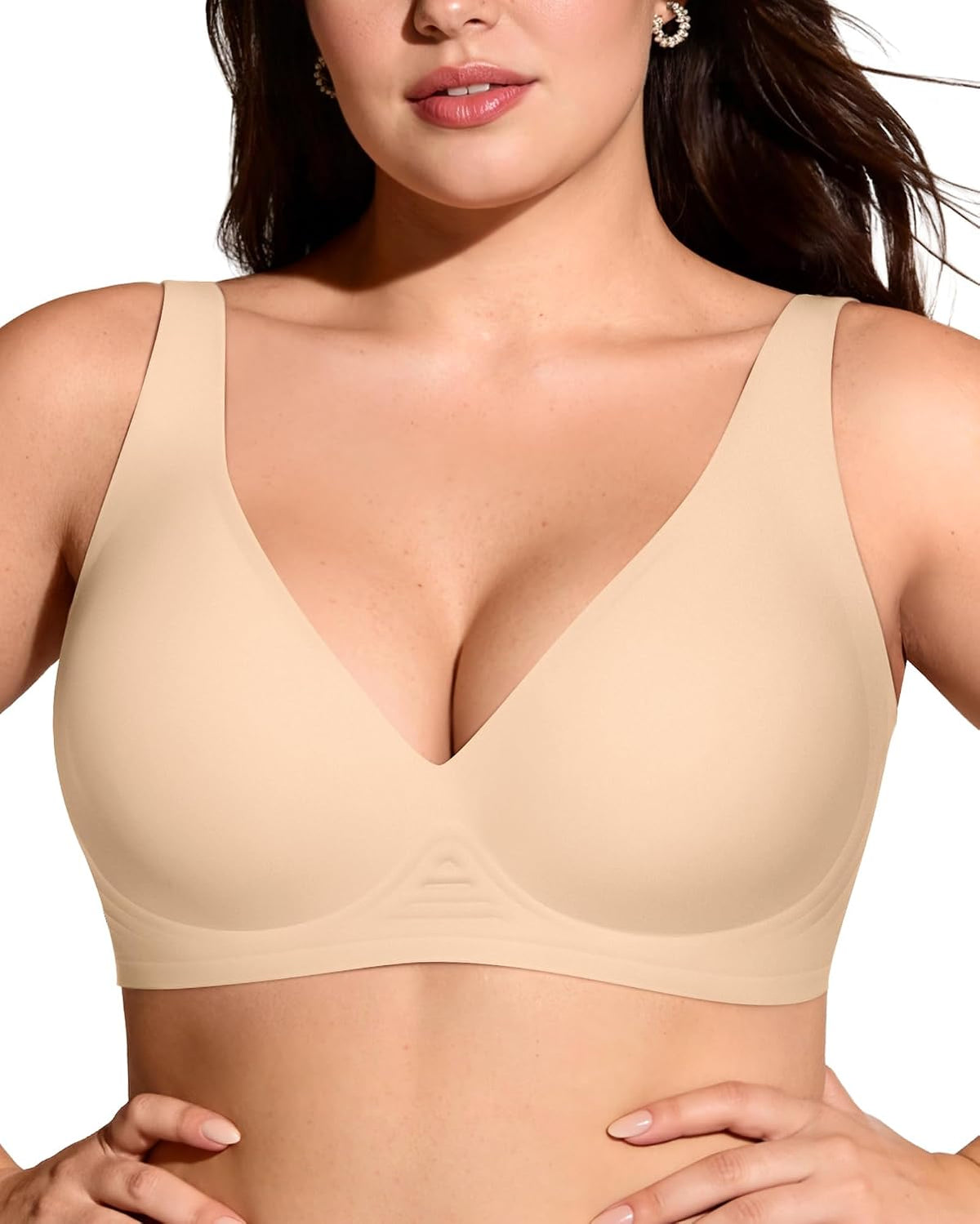 OEAK Damen Jelly-BHs, bügelloser, bequemer Push-up-T-Shirt-BH mit tiefem V-Ausschnitt