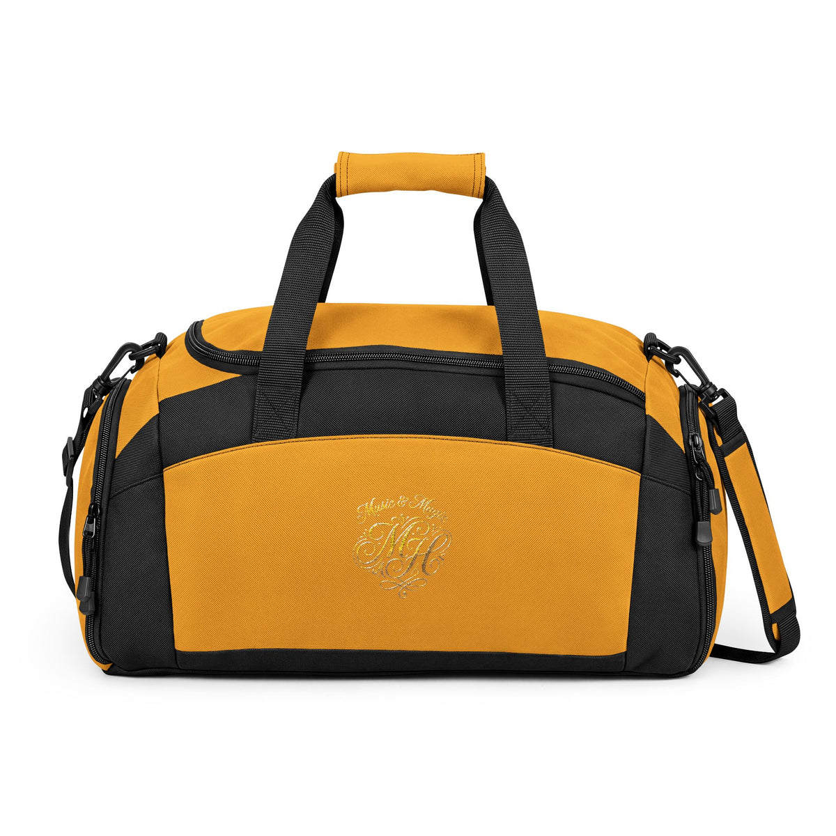 Embroidered Gold Monogram Gym Bag — Sparkle Initials Duffel